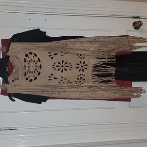 SUPER SALE- A&O INTERNATIONAL boho fringed faux suede vest
